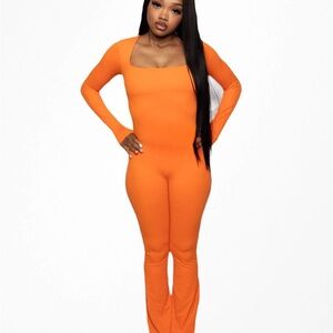 Orange Long Sleeve Jumpsuit